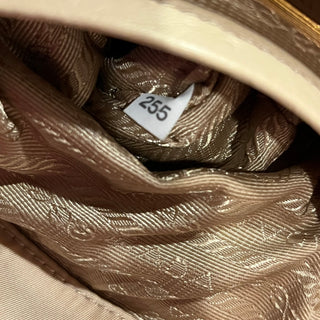 PRADA Small Re-Nylon Beige Nylon & Ostrich Leather Backpack Bag