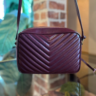 SAINT LAURENT Lou Camera Red Calfskin Matelassé Monogram Crossbody Bag