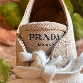 PRADA Beige Canvas Gabardine Espadrilles Sneakers SZ 39 (US 9)