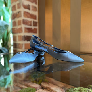 PRADA Blue Satin Crystal Ballet Flats SZ 41 (US 11)
