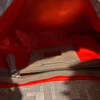 FENDI Baguette Metallic Zucca Canvas Shoulder Bag