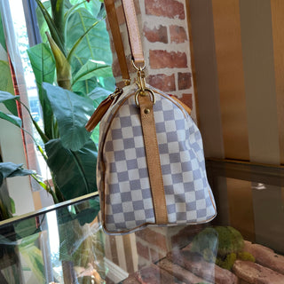 LOUIS VUITTON Speedy Bandouliere 35 Damier Azur Canvas Satchel