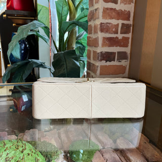 CHANEL Jumbo Double Flap Beige Caviar Quilted Leather Shoulder Bag