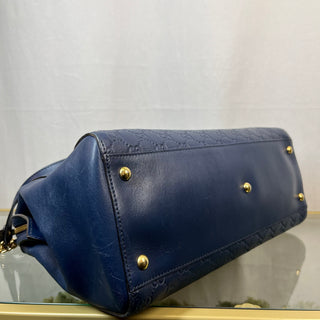 GUCCI Guccissima Large Chain Blue Shoulder Bag