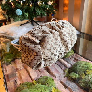 GUCCI Abbey D-Ring Beige White GG Canvas Shoulder Bag