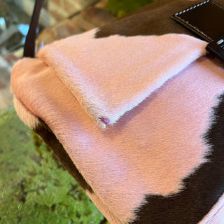 FENDI Mama Pink Brown Cow Print Pony Hair Shoulder Bag