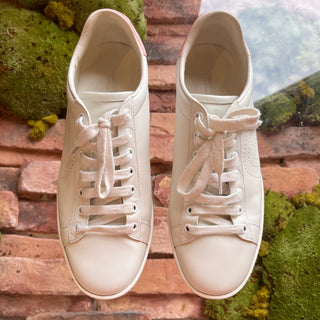 GUCCI Ace White Leather Perforated GG Sneakers SZ 38.5 (US 8.5)