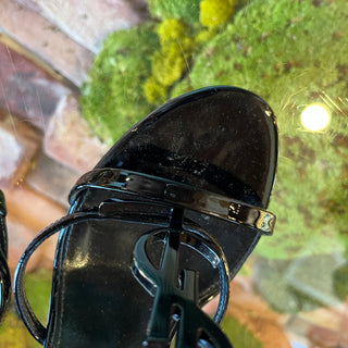 SAINT LAURENT Cassandra Black Patent Leather Sandals SZ36(6US)