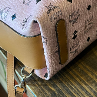 MCM Small Essential Soft Pink Visetos Backpack Bag