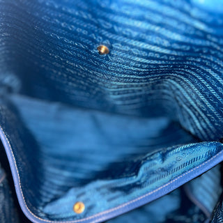PRADA Blue Vitello Daino Leather Tote