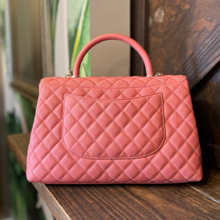 CHANEL Pink Caviar Leather Top Handle