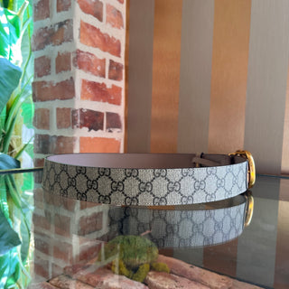 GUCCI GG Supreme Beige/Ebony Coated Canvas Belt SZ 95/38