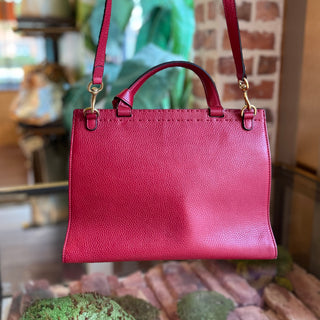 GUCCI GG Marmont Red Pebbled Leather Top Handle Bag