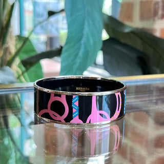 HERMES Panopile Equestre Graffitis Wide Enamel Bangle