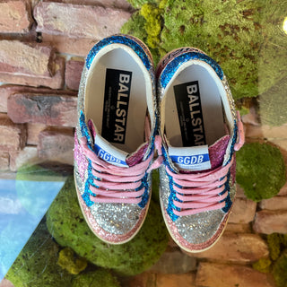 GOLDEN GOOSE Ballstar Multicolor Glitter Pink Star Sneakers SZ35(5US)