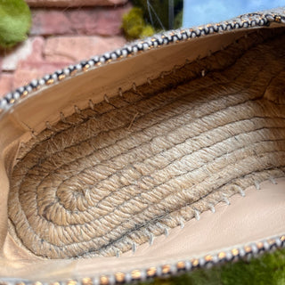 CHANEL CC Gold Black Tweed Grosgrain Espadrilles SZ 41 (US 11)
