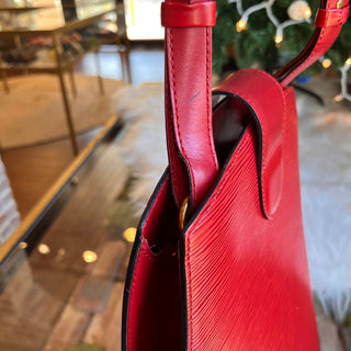 LOUIS VUITTON Cluny Castillan Red Epi Leather Bucket Bag