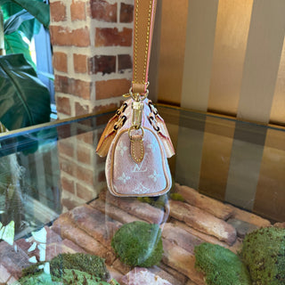 LOUIS VUITTON Pink Monogram Denim Nano Speedy