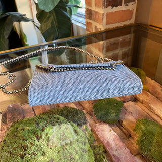 STELLA MCCARTNEY Falabella Mini Blue Woven Vegan Suede Crossbody