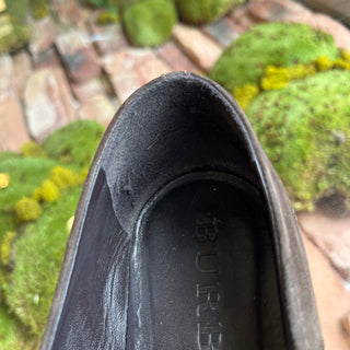 BURBERRY Brown Suede Haymarket Cap Toe Flats SZ37.5(7.5US)