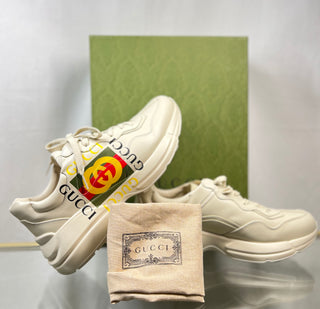 GUCCI Men's Rhyton Apollo Vintage Logo Leather Sneakers 10.5