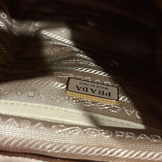 PRADA Small Re-Nylon Beige Nylon & Ostrich Leather Backpack Bag