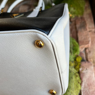 PRADA Convertible Bicolor Saffiano Leather Open Tote