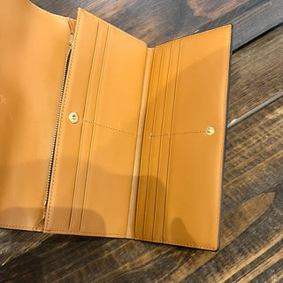 MCM Cognac Visetos Monogram Canvas Fold-Over Wallet