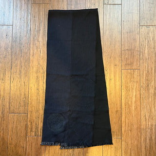 VERSACE Medusa Logo Striped Navy Wool Scarf