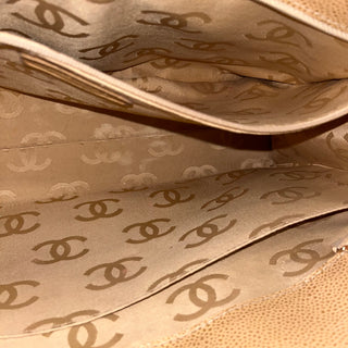 CHANEL Chocolate Bar Beige Caviar Leather Tote Bag