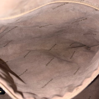 BRAHMIN Shoulder Bag Navy Blue Striped Leather Shoulder Bag