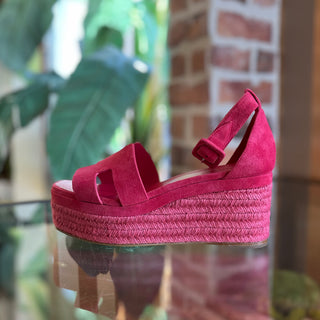 HERMES Elda Suede Goatskin Espadrille Wedge Sandals SZ38(8US)