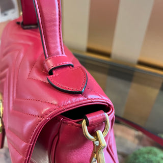GUCCI Marmont Small Red Quilted Leather Top Handle Bag