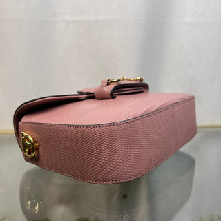 GUCCI 1955 Horsebit Small Pink Lizard Skin Shoulder Bag