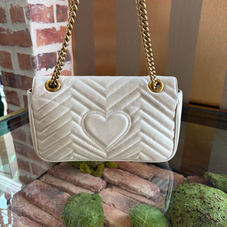 GUCCI White Double G Marmont Crossbody
