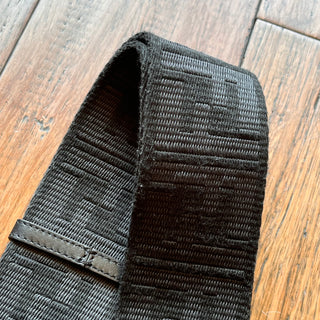 FENDI Strap You Black FF Jacquard Webbing Leather Shoulder Strap
