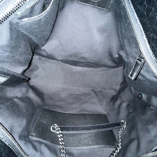 SAINT LAURENT Niki Monogram PM Black Crinkled Calfskin Matelasse Tote