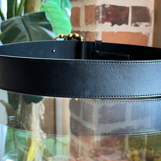 GUCCI Double G Logo Crystal-Embellished Leather Belt 90/36(8US)