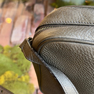 GUCCI Soho Disco Small Pewter Pebbled Leather Shoulder Bag