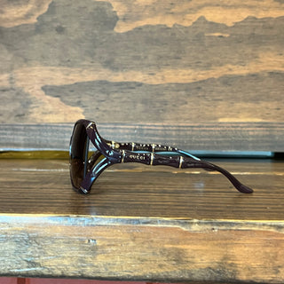 GUCCI GG0505S Purple Acetate Square Bamboo Sunglasses