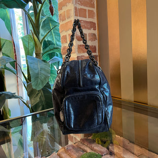 STELLA MCCARTNEY Vintage Black Shaggy Deer Chain Satchel