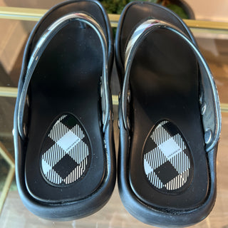 BURBERRY Housecheck Black Rubber Slippers