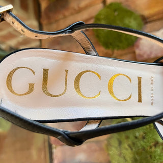 GUCCI Black Leather Angel Platform Sandals SZ 38 (US 8)
