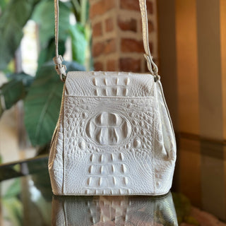 BRAMIN White Croc Embossed Iridescent Crossbody
