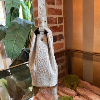 BRAMIN White Croc Embossed Iridescent Crossbody