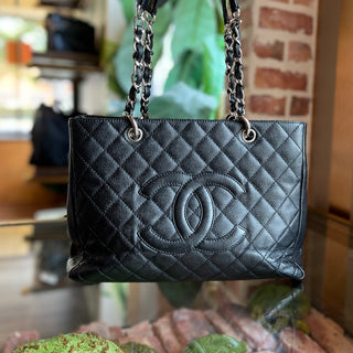 CHANEL GST Grand Shopper Black Caviar Leather Quilted Tote