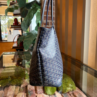 GOYARD Artois MM Marine Blue Goyardine Canvas Tote