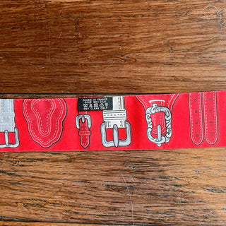 HERMES Rouge Noir Gris Harnais des Présidents Silk Twilly