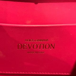 DOLCE & GABBANA Small Devotion Pink Smooth Calfskin Envelope Top Handle Bag