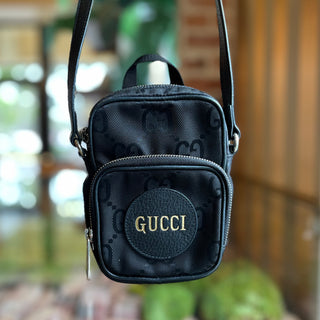 GUCCI Off The Grid Black Econyl Nylon Monogram Crossbody Shoulder Bag